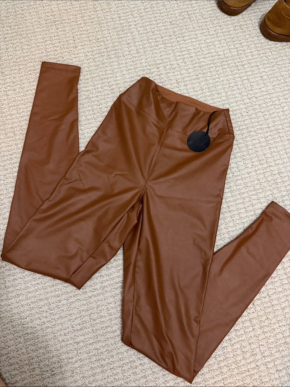 aerie High-Waist Faux Leather Leggings - Chestnut Brown